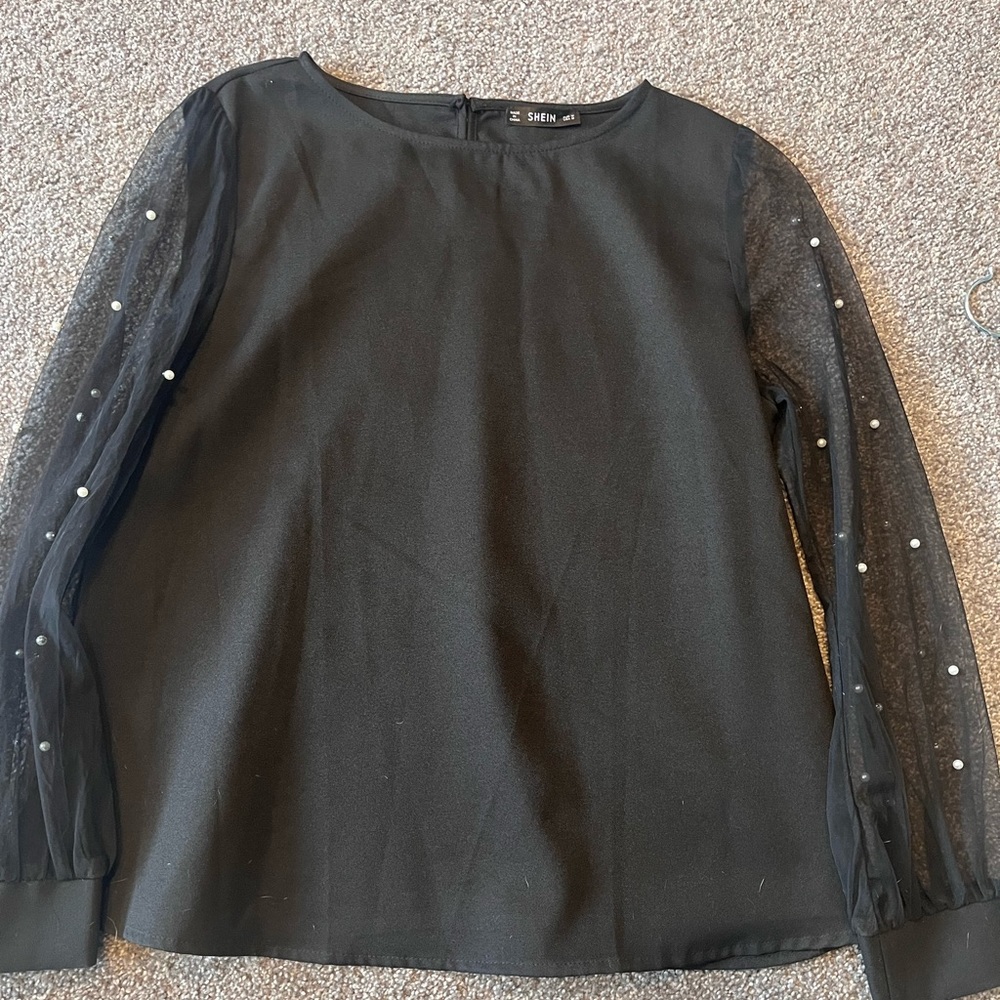 Shein Long Sleeve Pearl Top